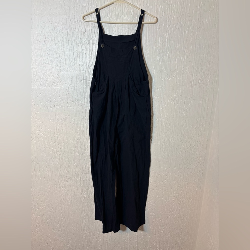 Black Cotton Jumpsuit Overalls Women Size Large